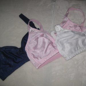 Set of 3 unpadded Bras 36 C White Black Pink